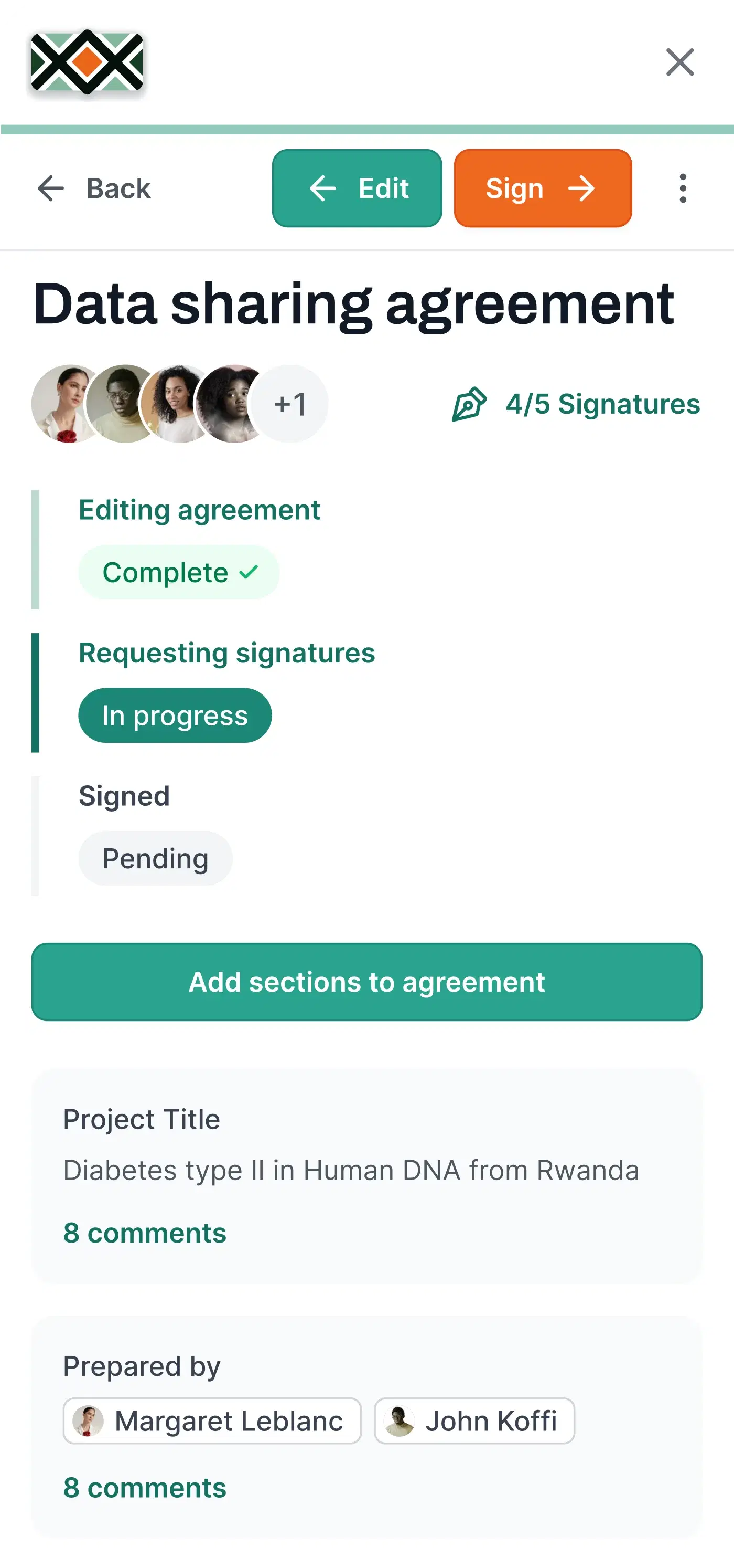 ADBEx — data sharing agreement